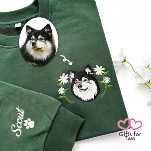 Custom Embroidered Pet Sweatshirt From You Photo | Personalized Dog Hoodie | Personalised Pet Cartoon Face and Name Sweater