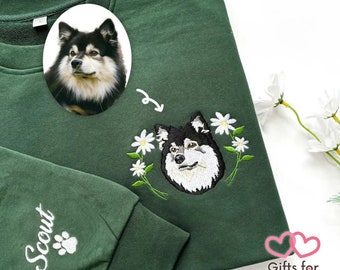 Op maat geborduurd huisdiersweatshirt van uw foto | Gepersonaliseerde hondenhoodie | Gepersonaliseerde huisdier cartoon gezicht en naam trui
