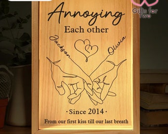 Custom Annoying Each Other Plaque | Funny Couples Gift | Personalised Night Light | Acrylic Desk Lamp | 5th Anniversary Gift