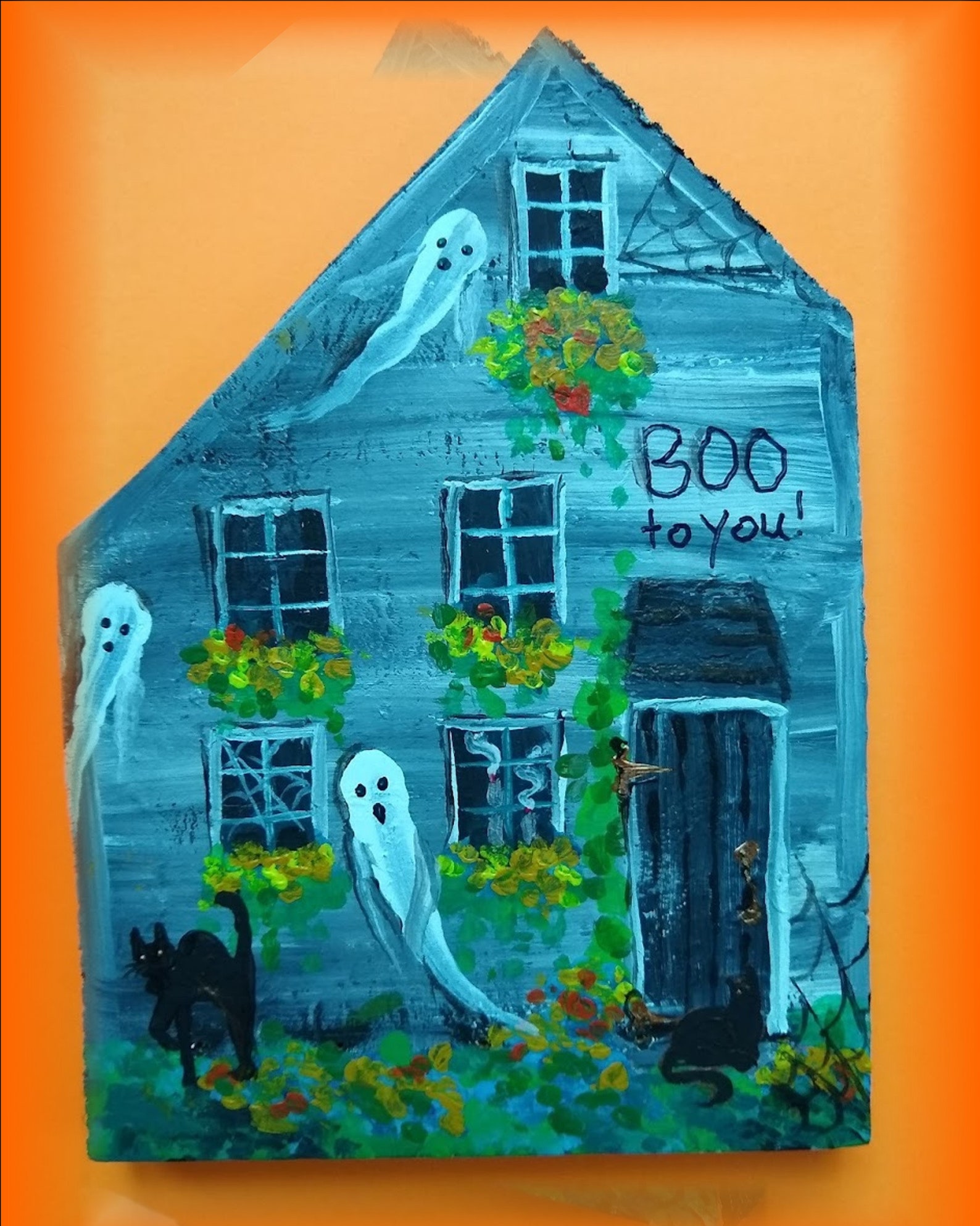 Black Cats Haunted House DeCor Boo Ghosts All Who
