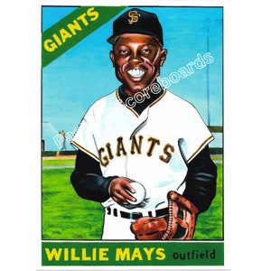 Caricatura in edizione limitata della carta Topps Baseball di Willie Mays 1966
