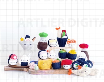 Sushi Crochet Pattern Bundle! PDF EBOOK Simple Easy Basic Tutorial for Beginners Play Food Drink Toys