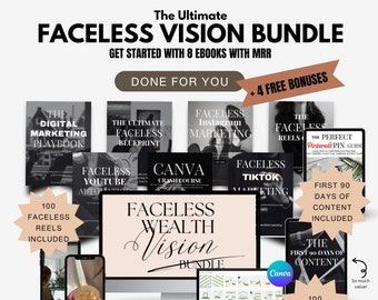 Faceless MRR Bundle with 8 MRR Guides | Make Passive Income Selling PLR Digital Products | Master Resell Rights | Done for You  Resell ebook