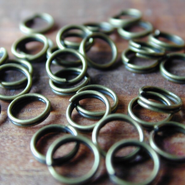 Antique Brass Plated Split Rings, 6 mm, set of 100