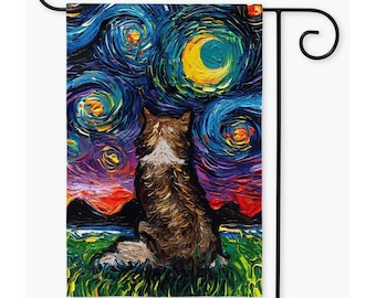 Sheltie Shetland Sheepdog Starry Night Yard Flags Double Sided Printing Art By Aja Outdoor Decor Lawn Garden Decoration