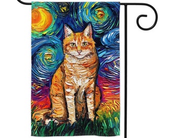 Cat Traditional Chinese Ink Painting Garden Yard Flag