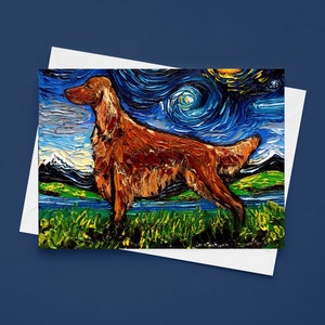 Irish Setter Starry Night Greeting Cards Dog Lover Stationary Folded with Envelopes Dog Mom Thank You Card Sympathy Card Christmas Card