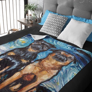 Velveteen Minky Blanket  Petit Brabancon Brussels Griffin Starry Night Dog Art By Aja Home Decor Choose from 3 sizes Free US Shipping
