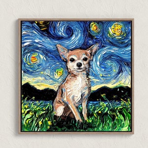 Chihuahua Art Print Starry Night Dog Wall Art Impressionist Dog Lover Gift Idea Colorful Gallery Wall Art Home Decor Original Art by Aja