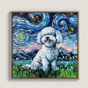 Bichon Frise Starry Night Painting Print Impressionist Dog Wall Art Dog Lover Gift Starry Dog Print Gallery Wall Art Pet Mom Home Decor