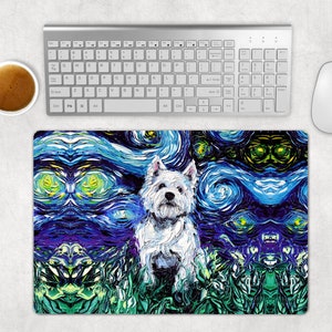 Desk Mats   Westie West Highland Terrier Starry Night Dog Art By Aja Mouse Pad Gaming Keyboard Mat 3 Sizes To Choose From