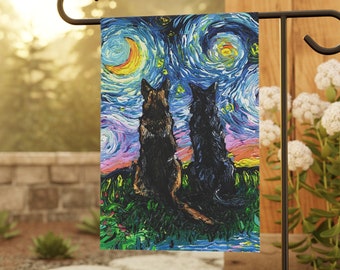 German Shepherd Starry Night Outdoor Garden Flag