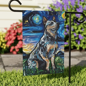 Blue Heeler Starry Night Yard and House Flags Double Sided Printing Art By Aja Outdoor Decor Lawn Garden Decoration