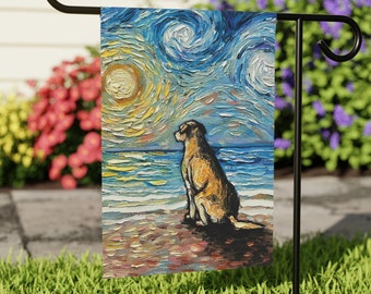 Beach Days - Yellow Labrador Starry Night Dog Yard and House Flags Double Sided Printing Art By Aja Outdoor Decor Lawn Garden Decoration