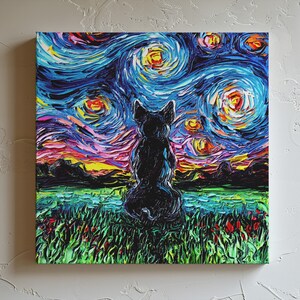 Black French Bulldog Starry Night Canvas Print Frenchie Dog Decor Dog Wall Art Dog Lover Gift Starry Dog Print Gallery Wall Art Home Decor
