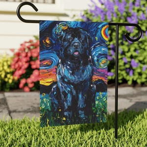 Newfoundland Dog Flag, Starry Night Outdoor Garden Decor