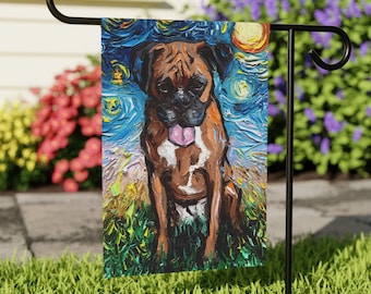 Boxer Boxsue Starry Night Yard Flags Double Sided Printing Art By Aja Outdoor Decor Lawn Garden Decoration