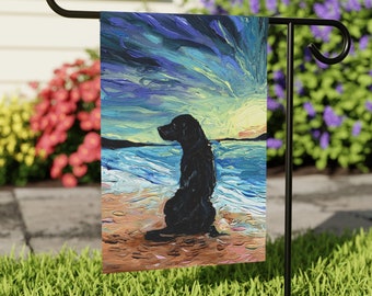 Beach Days - Black Labrador Yard and House Flags Double Sided Printing Art By Aja Outdoor Decor Lawn Garden Decoration