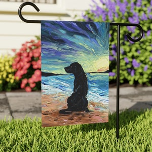 Beach Days - Black Labrador Yard and House Flags Double Sided Printing Art By Aja Outdoor Decor Lawn Garden Decoration