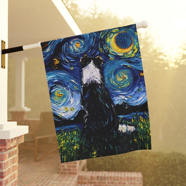 Border Collie Back Starry Night Yard and House Flags Double Sided Printing Art By Aja Outdoor Decor Lawn Garden Decoration