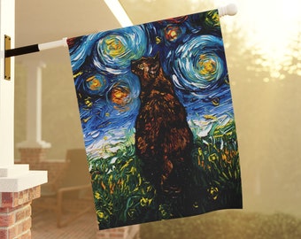Tortoiseshell Cat Starry Night Yard and House Flags Double Sided Printing Art By Aja Outdoor Decor Lawn Garden Decoration Tortie