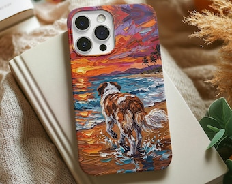 Saint Bernard Dog at the Beach Phone Case iPhone Samsung Pixel Cover