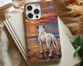 White Pit Bull Dog at the Beach Phone Case iPhone Samsung Pixel Cover