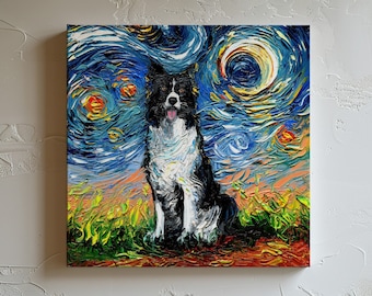 Border Collie Starry Night Canvas Print | Dog Lover Wall Art