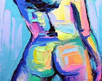 Femme 126 Abstract Female Nude Figure Colorful Contemporary Erotic Wall Decor by Aja