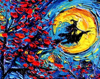 Starry Halloween VERTICAL Spooky Witch Jack O Lantern