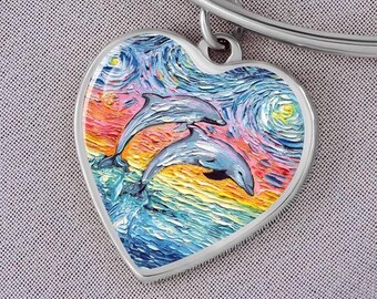 Bracelet jonc dauphins, bijoux personnalisés gravés Ocean Sealife, cadeau pour amoureux des animaux pour elle