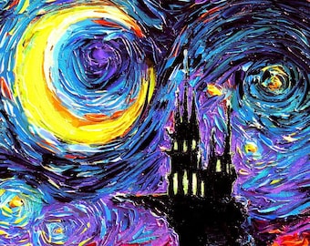 Dracula Castle Huge 24x30 Inch Print Starry Night Gothic
