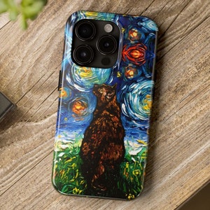 Tortoiseshell Cat Phone Case Starry Night iPhone Case Cat Lover Gift Samsung Phone Cover Impact Resistant Tortie Cat Mom Phone Protector
