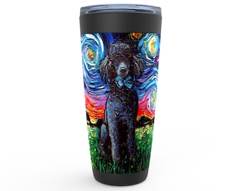 Black Standard Poodle Starry Night Dog Viking Tumbler Insulated Stainless Steel Drinkware Art By Aja Travel Mug