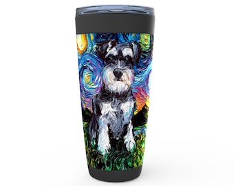Schnauzer Starry Night Dog Viking Tumbler Insulated Stainless Steel Drinkware Art By Aja Travel Mug