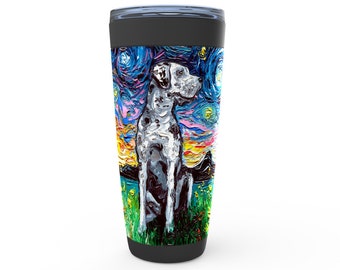 Merle Great Dane Starry Night Dog Viking Tumbler Insulated Stainless Steel Drinkware Art By Aja Travel Mug