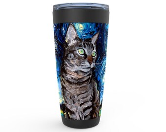 Tabby Cat Close Up Starry Night Viking Tumbler Insulated Stainless Steel Drinkware