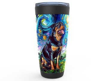 Rottweiler Starry Night Dog Viking Tumbler Insulated Stainless Steel Drinkware Art By Aja Travel Mug coffee cup