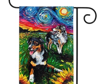 Australian Shepherd Patriotic House And Garden Flag 4th July US American Flag
