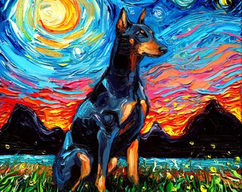 Doberman Pinscher dog Art CANVAS print Starry Night Aja choose size animal wall art artwork picture home decor