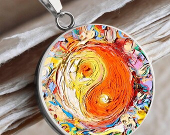 Personalized Yin Yang Necklace Colorful Bohemian Engraved Charm Jewelry Boho Pendant