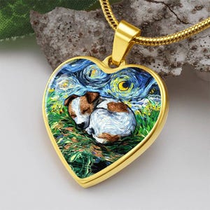 Custom Pet Necklace Jack Russell Terrier Heart Pendant Gold Silver Dog Lover Personalized Jewelry Engraved Starry Night Puppy Charm Memorial
