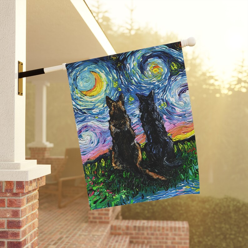 German Shepherd Starry Night Outdoor Garden Flag image 2