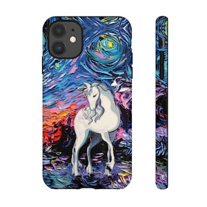 Tough Phone Case - Unicorn iPhone Samsung Case Regret Colorful impact Resistant Wrap Around Phone Protector Fantasy Art by Aja
