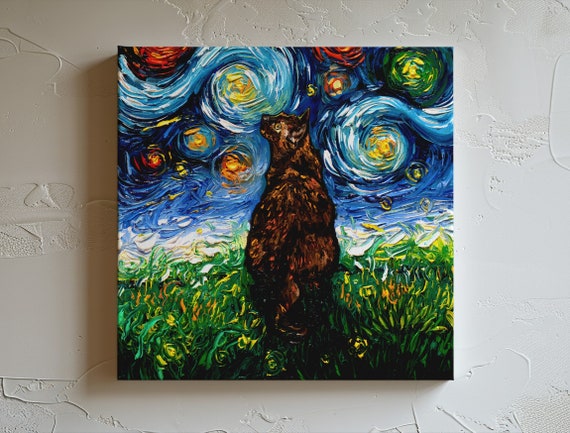 Cat Starry Night Canvas Print Tortoiseshell Cat Lover Gift Starry Cat Print Canvas Gallery Wall Art Tortie Cat Mom Gift Idea Home Decor