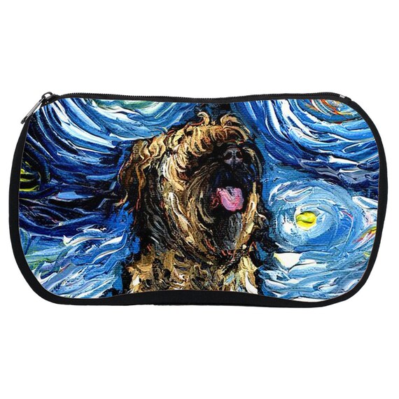 Cosmetic Bag Briard Berger De Brie Starry Night Dog Neoprene Rubber  Colorful Dog Makeup Pouch Travel Bag Art By Aja Colorful Pet Artwork