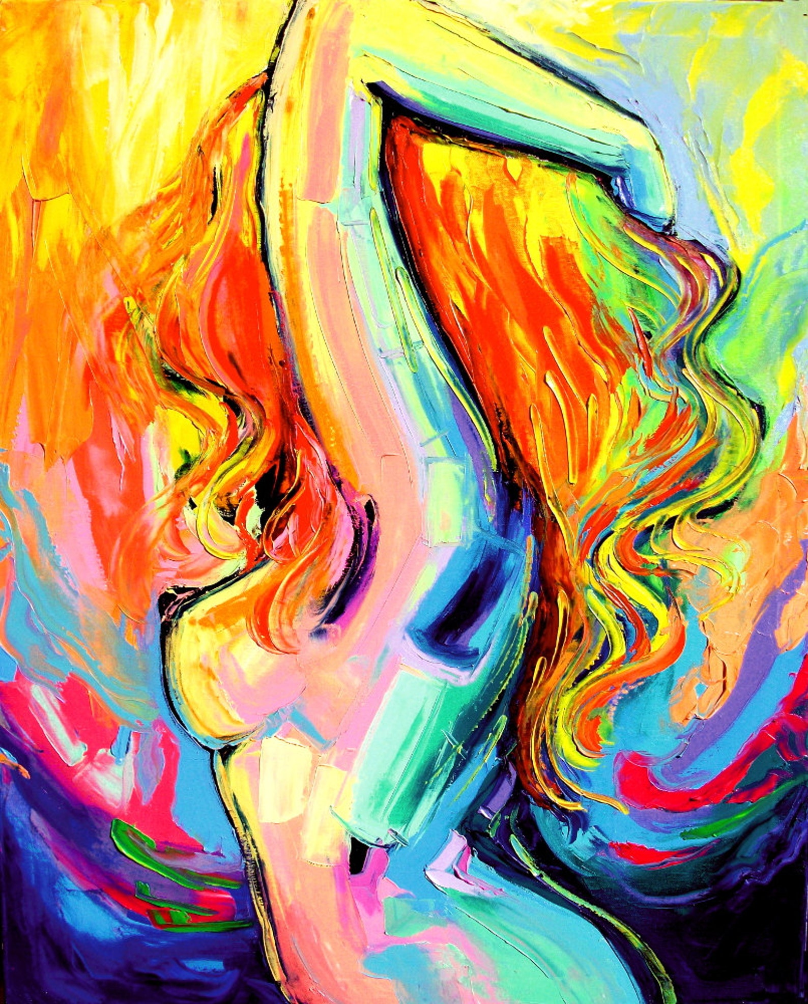 Large Abstract Women Painting Nude Oil Painting Erotic Art