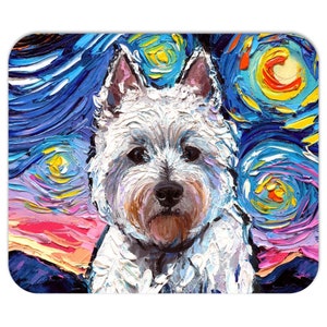 Mousepad  Westie West Highland Terrier Starry Night Dog Computer Desk Accessories Home Office Decor Mouse Pad 7.75x9.25 Inches
