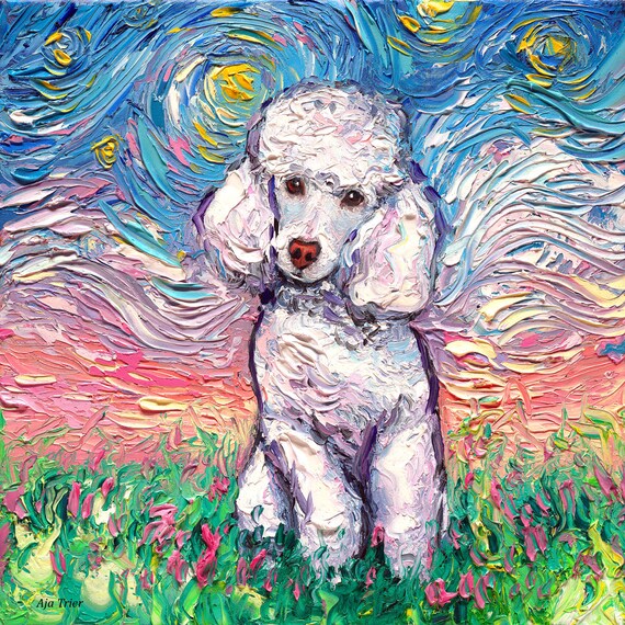 poodle oil painting