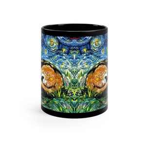 Pet Mug Cat Lover Gift Calico Cat Starry Night Ceramic Coffee Mug Artisan Novelty Cup Unique Cat Mom Present Idea Drinkware Hot Tea Cup image 5